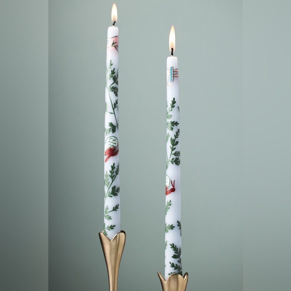 Anthropologie Gardenia Handpainted Taper Candles, Set of 2 NEW